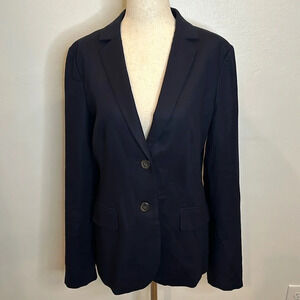 JCREW NAVY COTTON TWO BUTTON BLAZER VENTED BACK LINED FITTED DESIGN SIZE 8